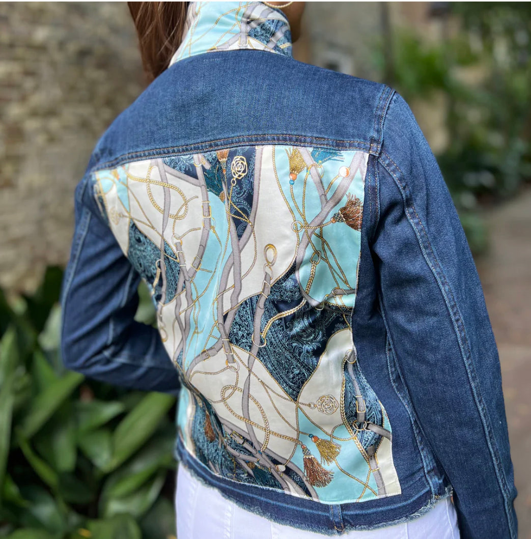 The Dark Denim Jacket / Navy Teal and Tassels
