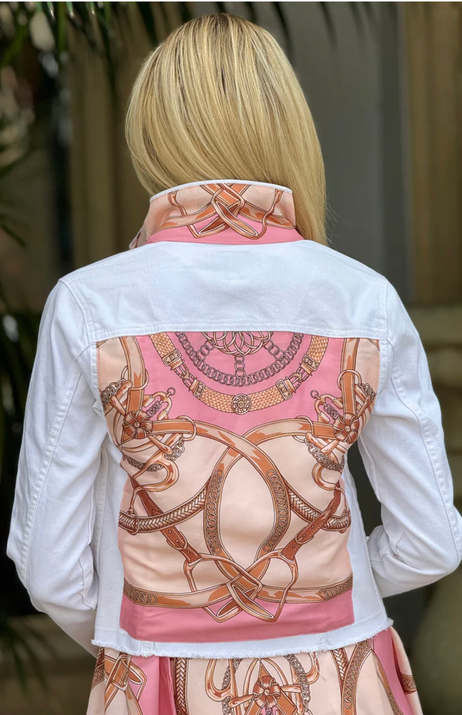 The White Denim Jacket / Pink Stirrup