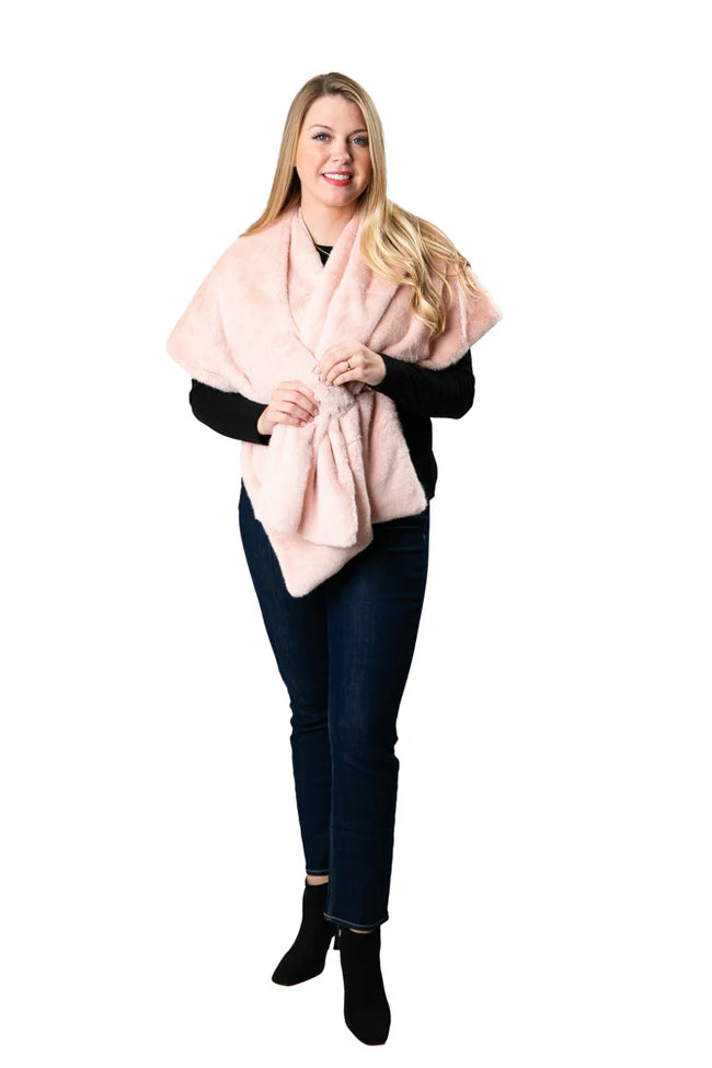 Katie Faux Fur Wrap with Satin Lining & Keyhole Closure – Elegant Special Occasion Shawl