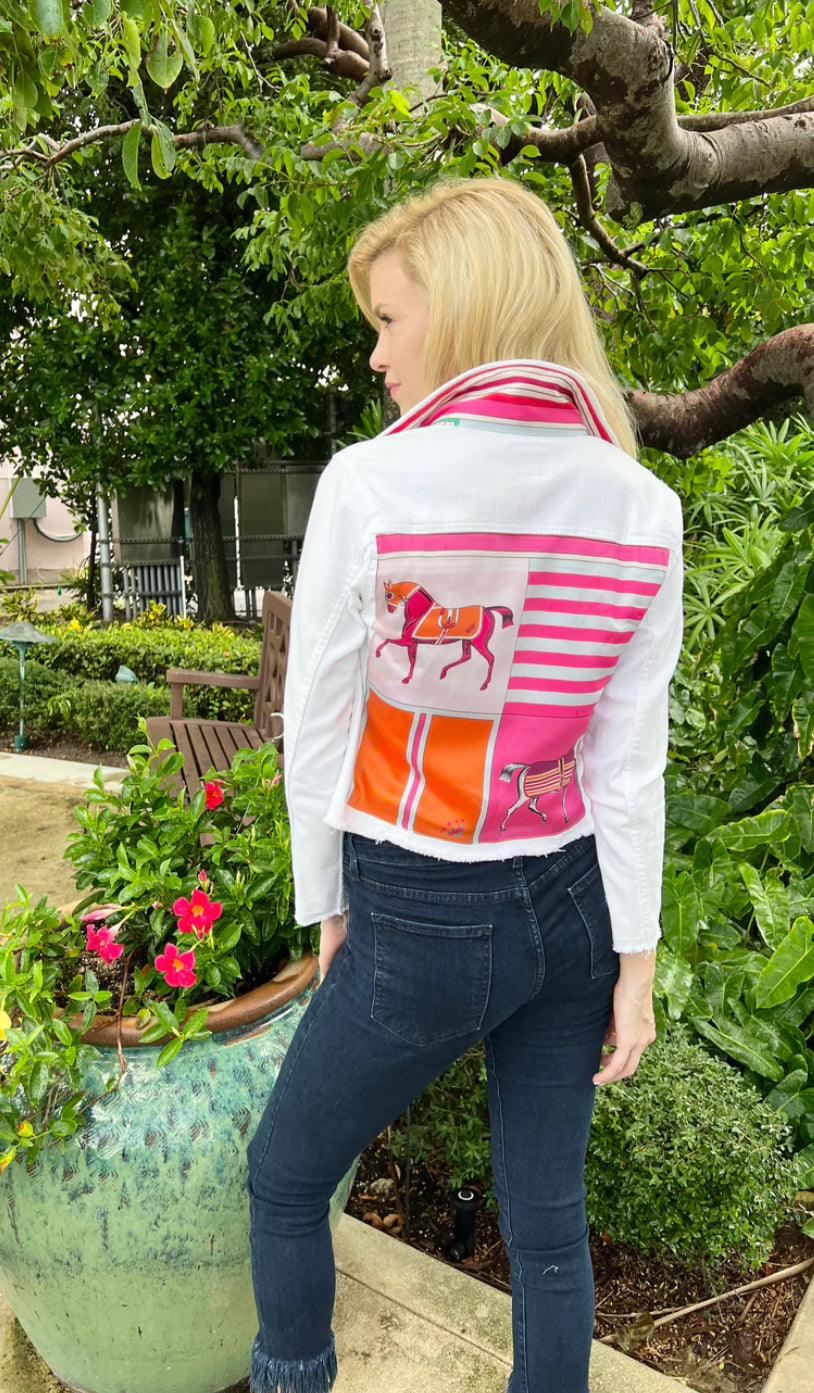 The White Denim Jacket / Pink Horse