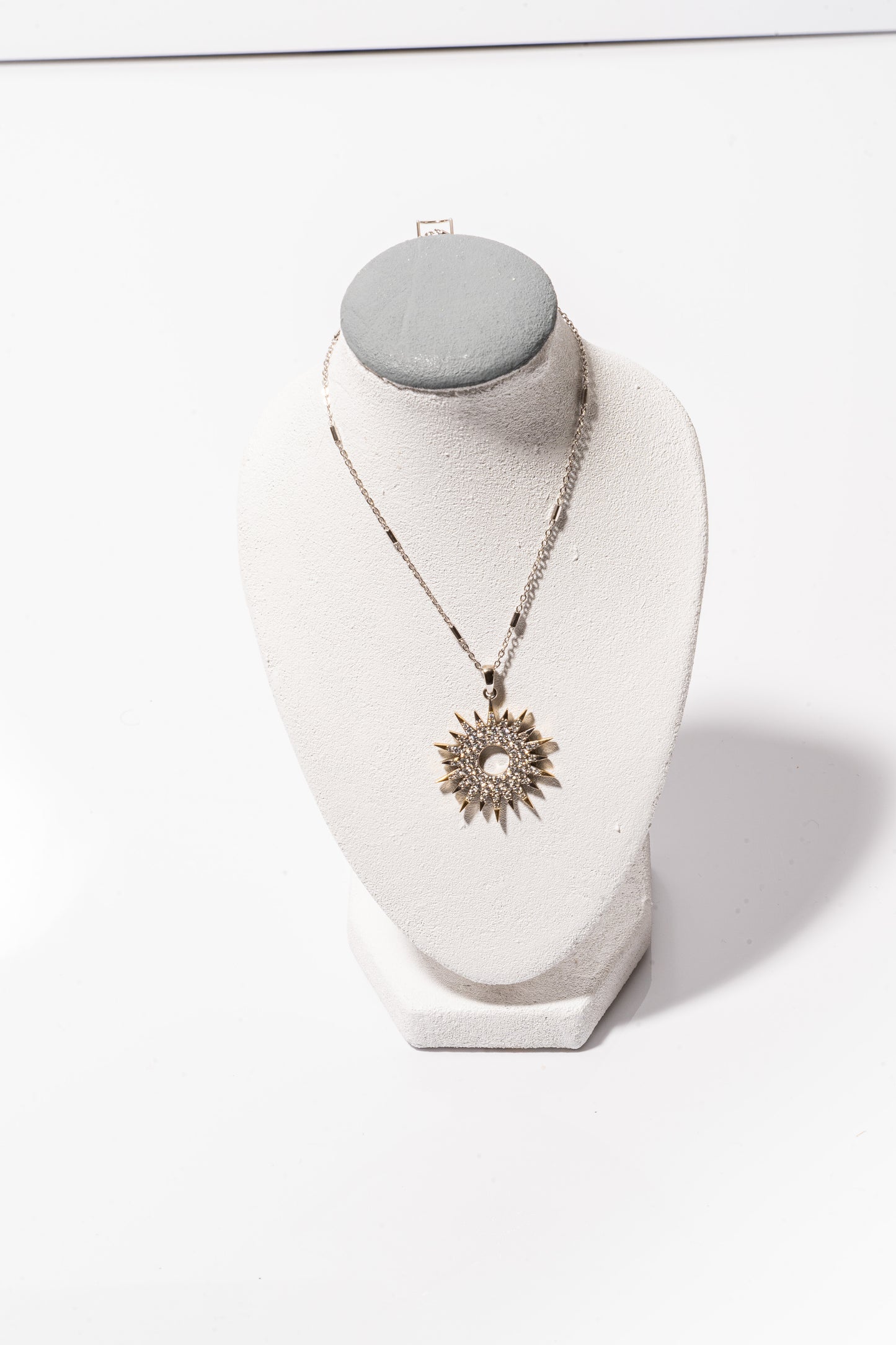 Sun Dial Pendant | White Gold