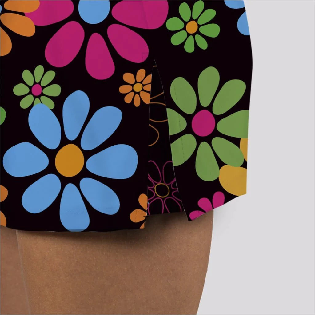 Night Daises Black Skort