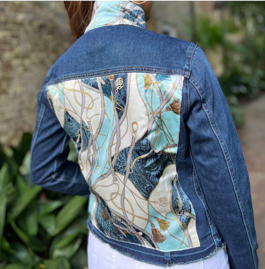 The Dark Denim Jacket / Navy Teal and Tassels