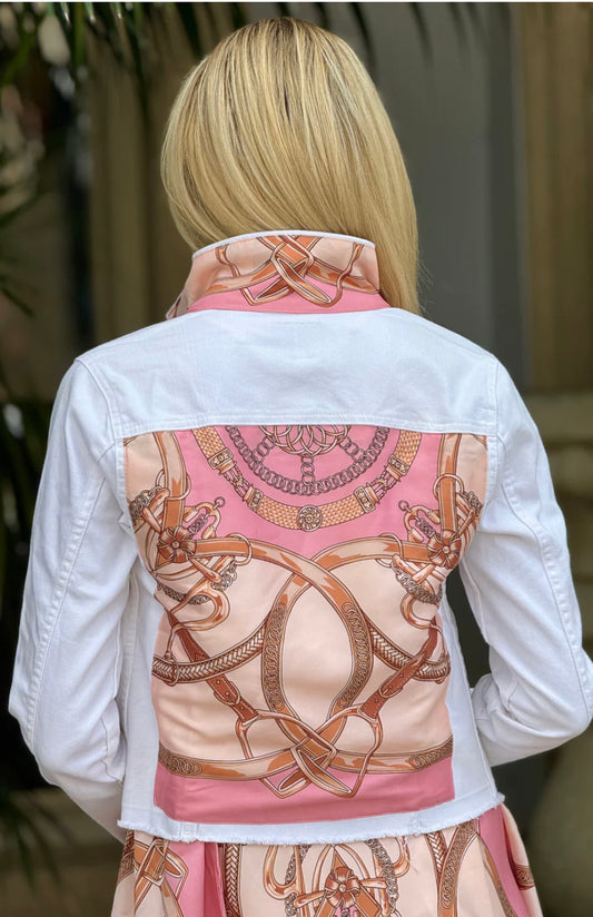 The White Denim Jacket / Pink Stirrup