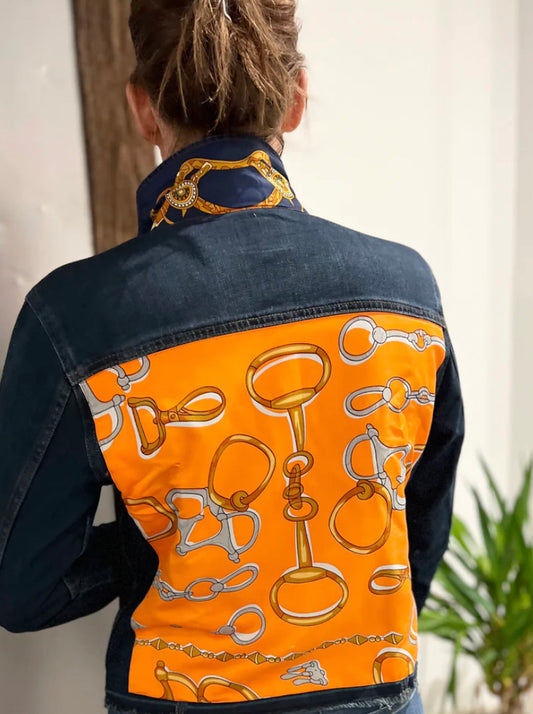 The Dark Denim Jacket / Orange and Blue Bit