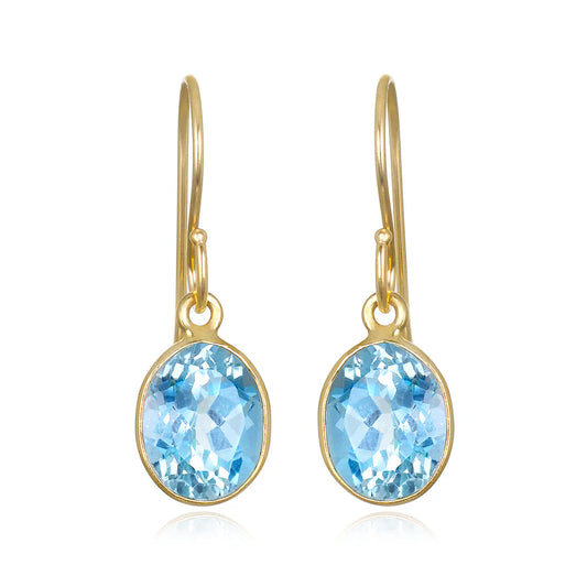 A photo of Bezeled Oval Gemdrop Earrings in Sky Blue Topaz.
