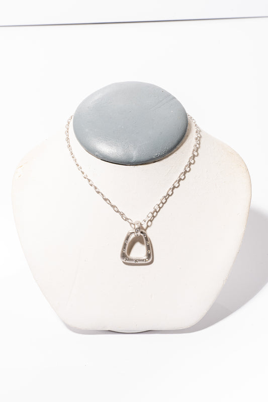 Nava Dee White Gold Stirrup Necklace