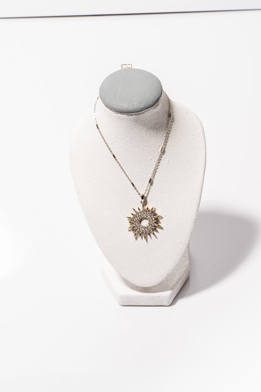 Sun Dial Pendant | White Gold