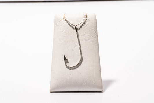 Medium “J” Hook Pendant | White Gold