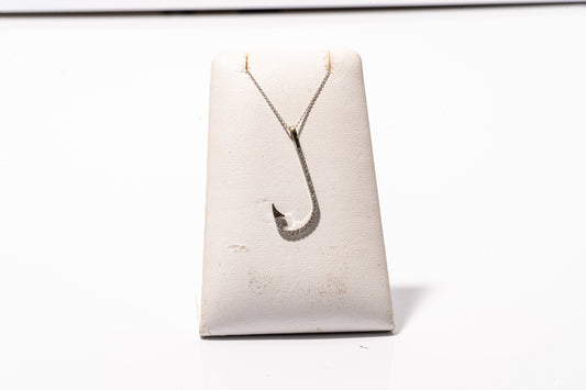 Small “J” Hook Pendant | White Gold