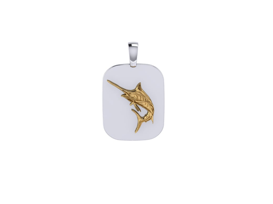 Pure Lure Double-Sided Dog Tag | Gold Marlin