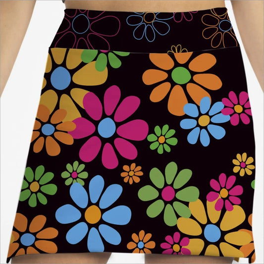 Night Daises Black Skort