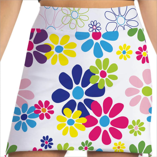 Night Daisies White Skort